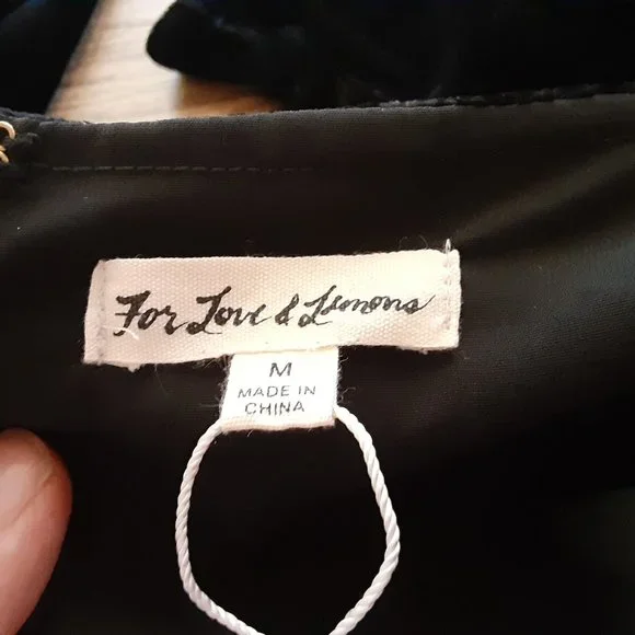 NWT FOR LOVE & LEMONS BLACK VELVET BEATRIX MINI DRESS - Picture 9 of 10